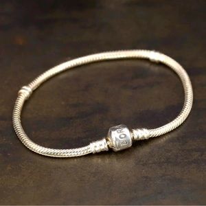 Sterling Silver PANDORA ALE 3mm Snake Chain 7.5" Barrel Clasp Charm Bracelet 12g